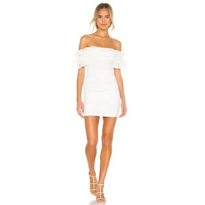 Camila Coelho Eva Mini Dress Size M Ruched Off Shoulder Bachelorette